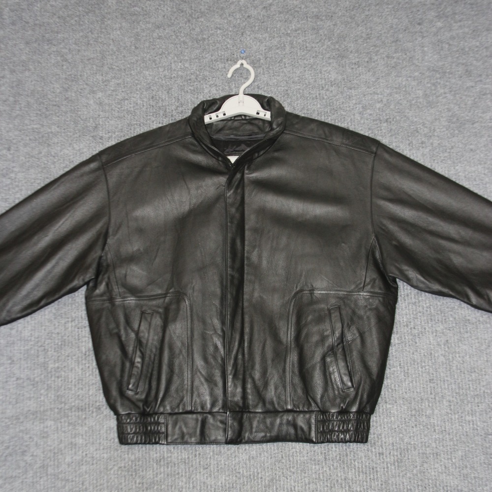 Vintage Reed Sportswear Leather Bomber‎ Jacket Mens 42 Black Thinsulate Lining